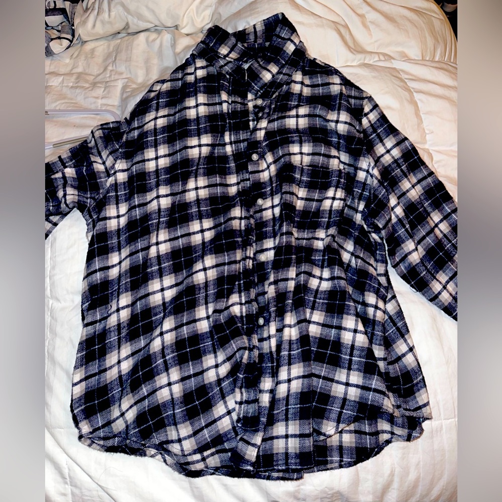 blue and white flannel